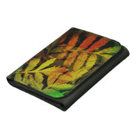 Bright Modern Leaves Abstract Pattern Leather Wallet