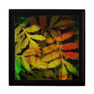 Bright Modern Leaves Abstract Pattern Trinket Box