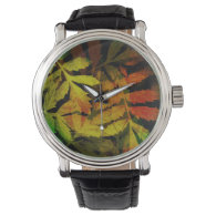 Bright Modern Leaves Abstract Pattern Wristwatch