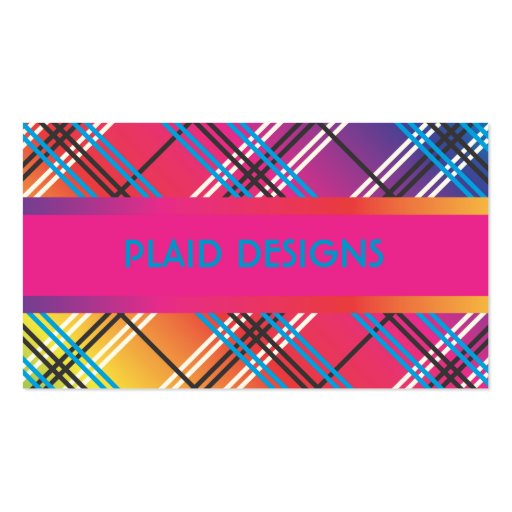Bright Multi-Colored Plaid Business Card Templates (front side)