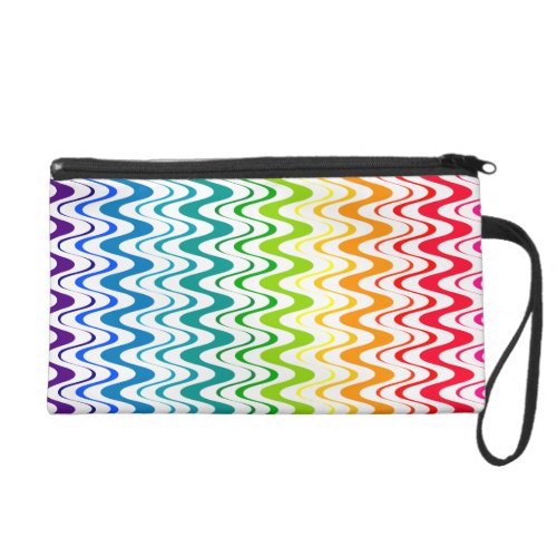 Bright Multicolored Waves Pattern Bagettes Bag Wristlet Clutch