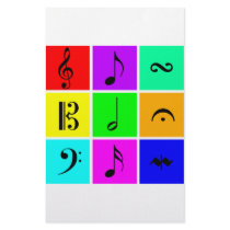 bright music symbols customized stationery