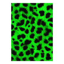 BRIGHT NEON GREEN LIME BLACK ANIMAL PRINT PATTERN PERSONALIZED INVITE