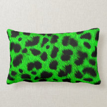 BRIGHT NEON GREEN LIME BLACK ANIMAL PRINT PATTERN THROW PILLOWS