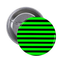 Bright Neon Lime Green and Black Stripes Pinback Button