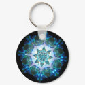 Bright Neon Starburst Kaleidoscope in Blue keychains by crystalwriter Bright Neon Starburst Kaleidoscope in Blue keychains