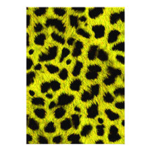 BRIGHT NEON YELLOW LEMON BLACK ANIMAL PRINT PATTER PERSONALIZED INVITES