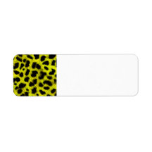 BRIGHT NEON YELLOW LEMON BLACK ANIMAL PRINT PATTER CUSTOM RETURN ADDRESS LABEL