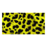 BRIGHT NEON YELLOW LEMON BLACK ANIMAL PRINT PATTER CUSTOM PHOTO CARD