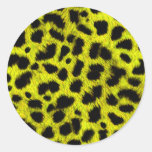 BRIGHT NEON YELLOW LEMON BLACK ANIMAL PRINT PATTER STICKER