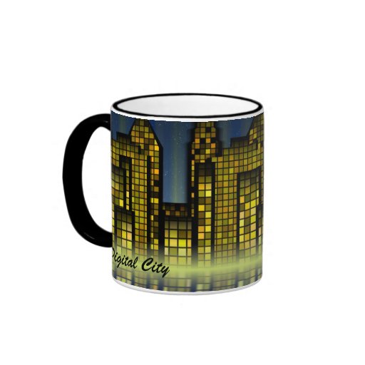 Bright Nighttime Lights in the Digital City Mug