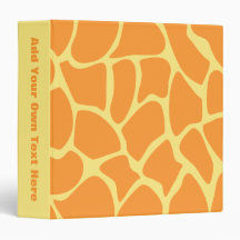Bright Orange and Yellow Giraffe Print Pattern. Binder