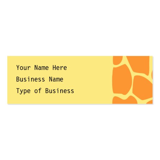 Bright Orange and Yellow Giraffe Print Pattern. Business Card (front side)