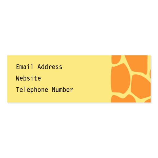 Bright Orange and Yellow Giraffe Print Pattern. Business Card (back side)