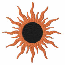 Bright Orange & Black Sun Fantasy Design embroidered shirts
