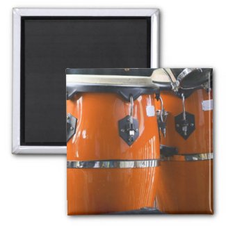 Bright orange conga drums photo refrigerator magnet
