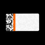 Bright Orange Coral & Black Damask Dots Shipping