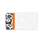 Bright Orange Coral & Black Damask Dots Shipping Personalized Address Label