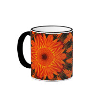 BRIGHT ORANGE DAISY mugs by MARISHKA BRIGHT ORANGE DAISY mugs