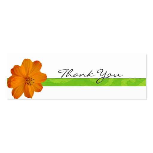 Bright Orange Floral Thank You Note Business Card (front side)