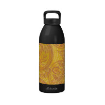 Bright Orange & Gold Paisley Drinking Bottles