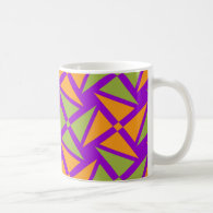 Bright Orange Green Triangle Pattern on Purple Classic White Coffee Mug