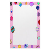 Bright Painted Egg Border Plain Easter Stationery