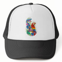 bright parrot trucker hat