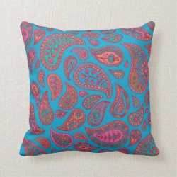 Bright pastel paisley cushion - hand drawn paisley pillows