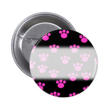 Bright Pink and Black Paw Print Pattern.