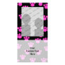 Bright Pink and Black Paw Print Pattern. Photo Card
