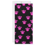 Bright Pink and Black Paw Print Pattern. Custom Rack Cards
