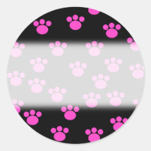 Bright Pink and Black Paw Print Pattern. Sticker
