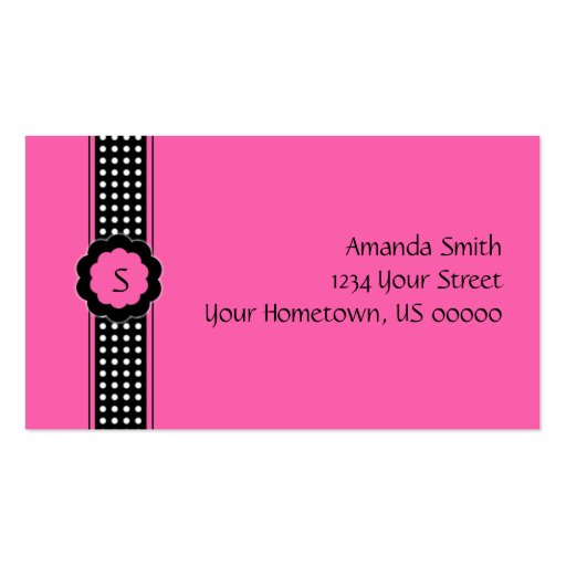 Bright Pink and Black Polka Dot Business Card