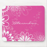 Bright Pink and White Floral Mousepad Bright Pink and White Floral Mousepad