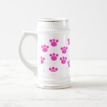 Bright Pink and White Paw Print Pattern. Mug