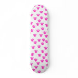 Bright Pink and White Paw Print Pattern. Skate Board Decks