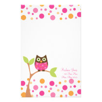 Bright Pink Baby Owl stationery