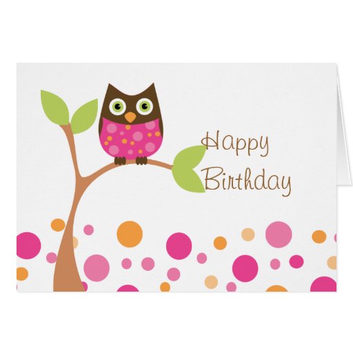 Bright Pink Baby Owl Greeting Cards