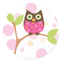 Bright Pink Baby Owl Sticker