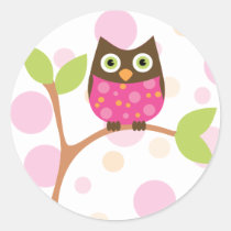 Bright Pink Baby Owl stickers