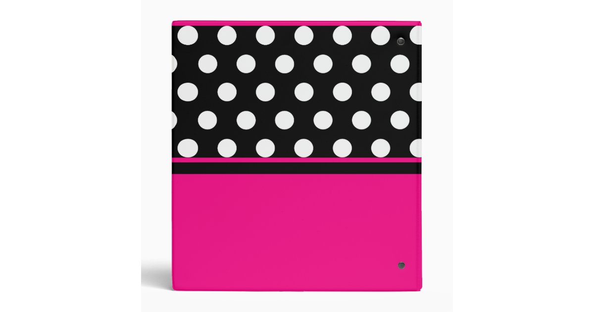Bright Pink, black and white polka dots Binder | Zazzle
