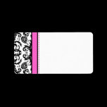 Bright Pink & Black Damask Dots Address Labels