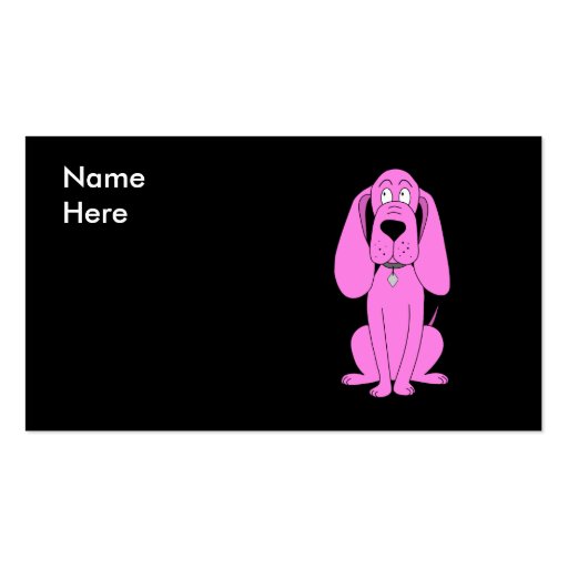 Bright Pink Dog. Hound Cartoon. Business Card Templates (front side)
