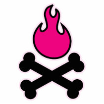 Bright Pink Flame and Crossbones photo sculptures by doonidesigns Bright Pink Flame and Crossbones photo sculptures