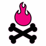 Bright Pink Flame and Crossbones Acrylic Cut Outs