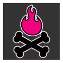 Bright Pink Flame and Crossbones posters