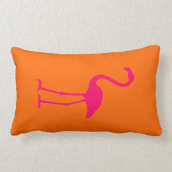 Bright Pink Flamingo on Orange Throw Pillow