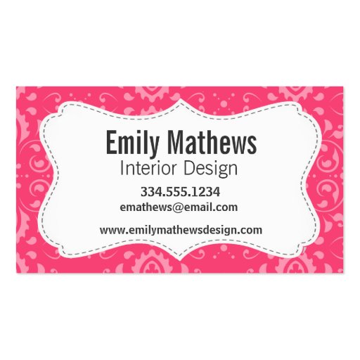 Bright Pink Floral Pattern Business Cards