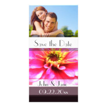 Bright Pink Floral  /photo  "Save the Date" Personalized Photo Card